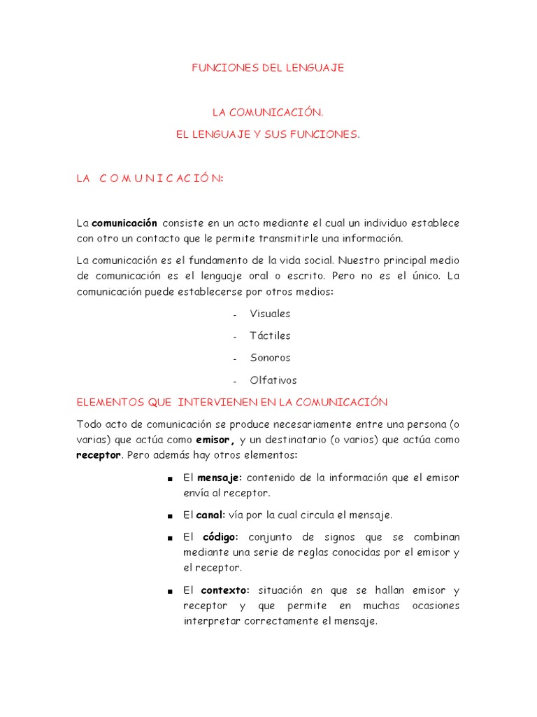 Funciones Del Lenguaje 11° | PDF | Comunicación | Lingüística