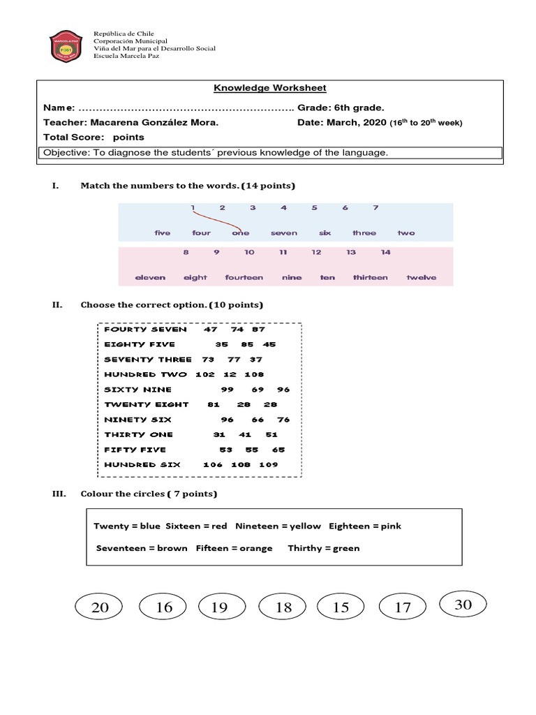 Diagnostic Test 6th Grade | PDF | Linguistics