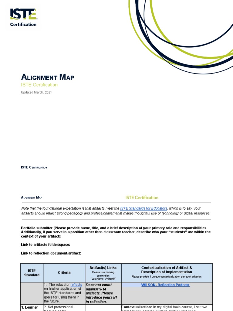 Wilson Iste Certification Alignment Map | PDF | Learning | Teachers