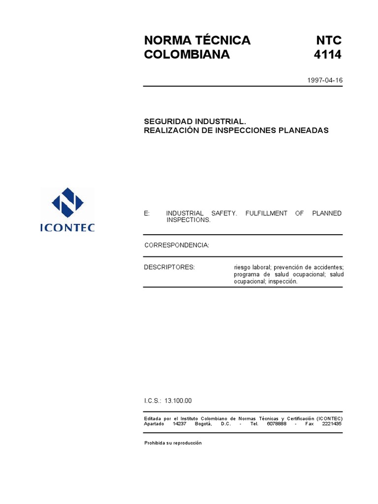 NTC - 4114 - Inspecciones de Seguridad | PDF
