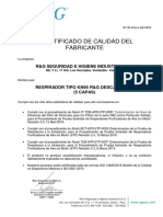 Certificado de Calidad - Respiradores Tipo KN95 (5 Capas)