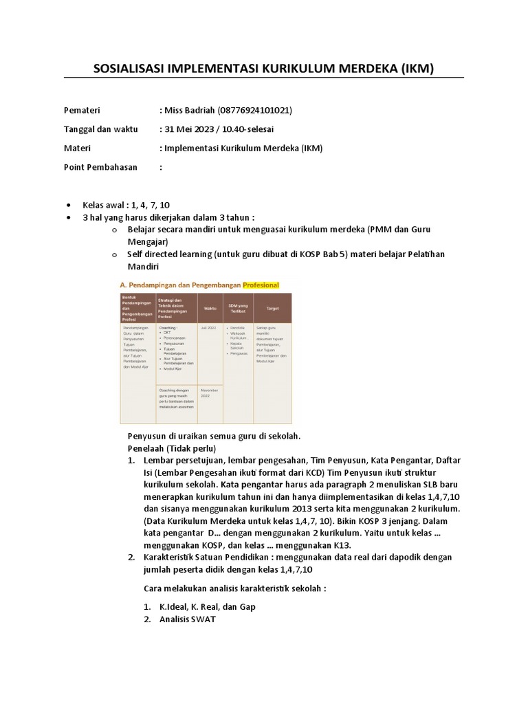 Notulen Sosialisasi Kurikulum Merdeka | PDF