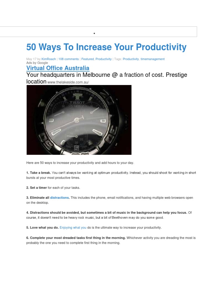 50 Ways to Boost Your Productivity | PDF