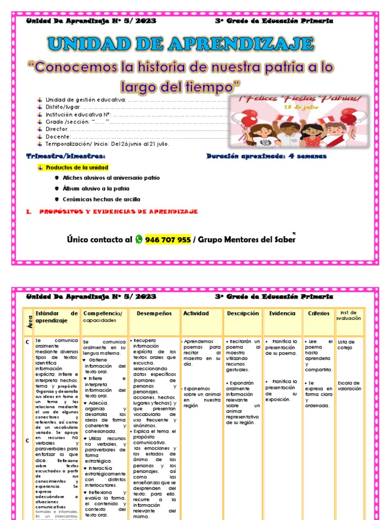 3° GRADO UNIDAD DE APRENDIZAJE 5 Ok | PDF | Multiplicación | Aprendizaje