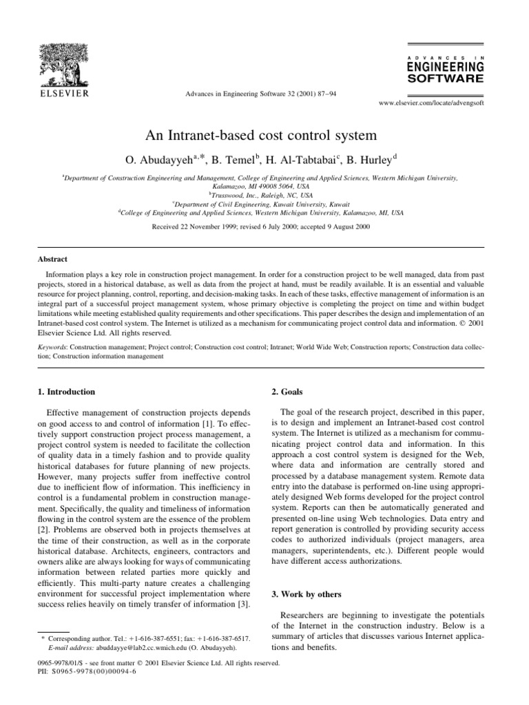 An Intranet-Based Cost Control System | PDF | Business | Technology ...
