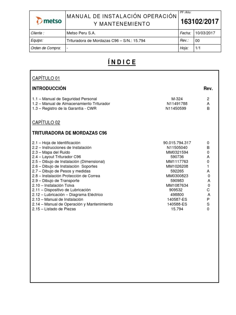 Manual Completo de Metso Lurin C96 | PDF