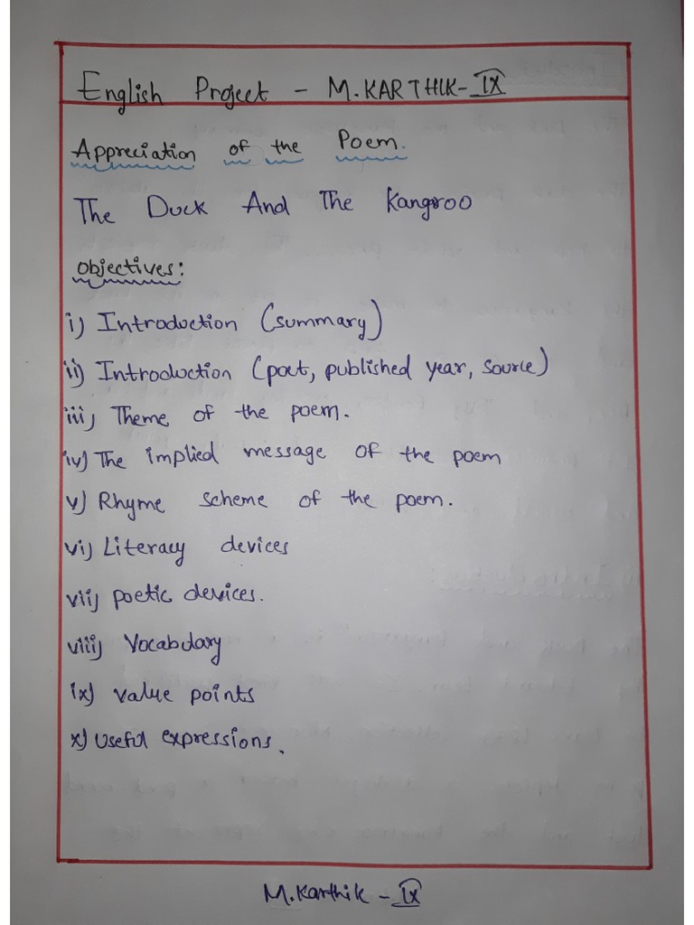 9th English Project Pdf