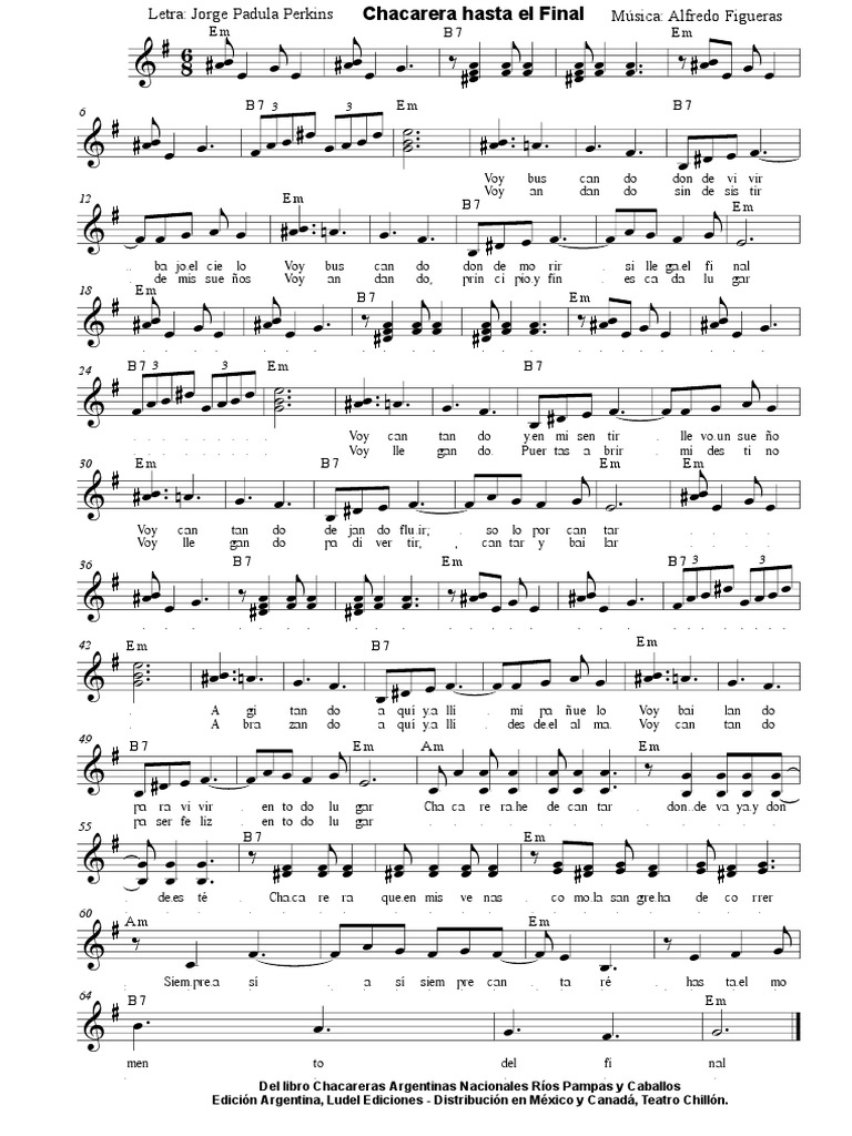 Chacarera Hasta el Final: Letra y Música | PDF