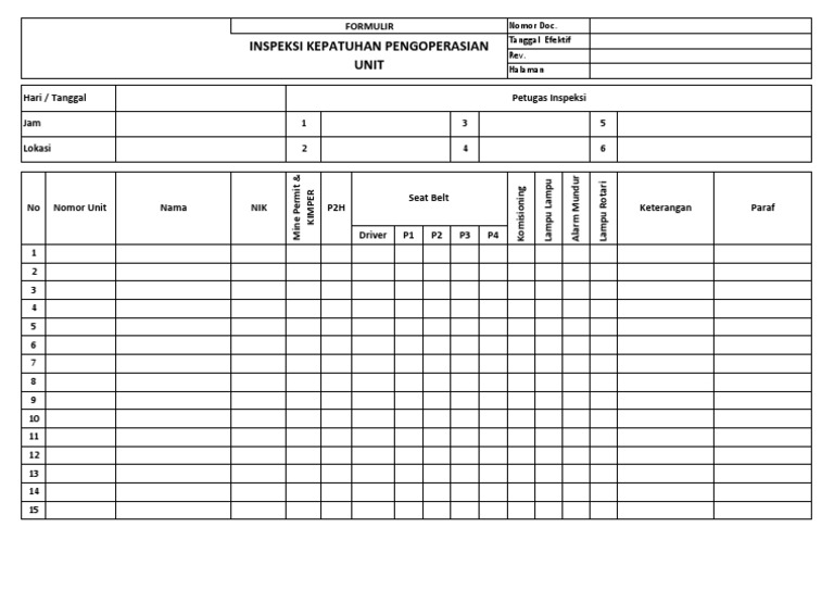 Inspeksi Kepatuhan Unit DT | PDF