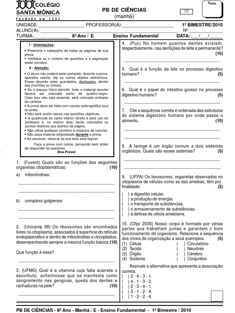 Ciências-Ensino Fundamental-2010 | PDF | Citoplasma | Veia