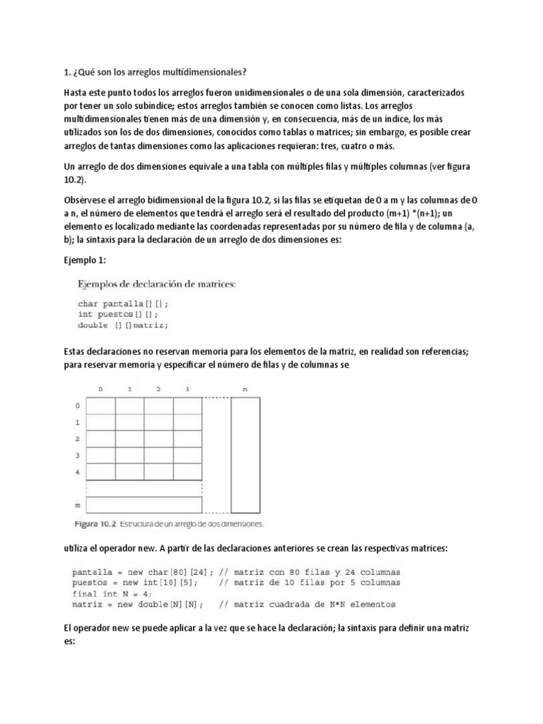 Trabajo en Clase - Arreglos Multidimensionales | PDF | Matriz ...