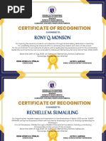 Certificate of Recognition: Rony Q. Monson