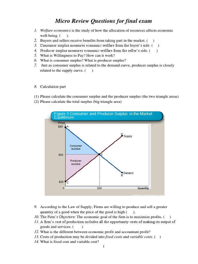 Microeconomics Exam Review Questions | PDF | Economic Surplus | Profit ...