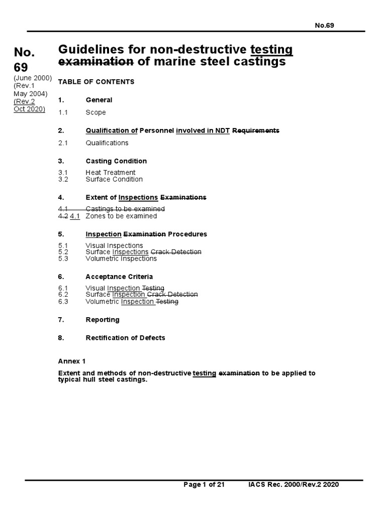 IACS Rec-69-Rev2-Oct-2020-Ul (NDT) | PDF | Nondestructive Testing | Welding