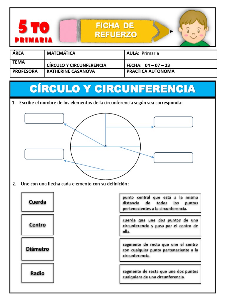 FICHA DE REFUERZO círculo y circunferencia 5TO MARTES 04-07-2023adel | PDF