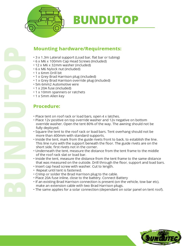 Bundutop Installation Guide | PDF