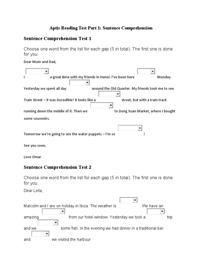 Aptis Reading Test Part 1 Overview | PDF | Language Arts & Discipline | Art