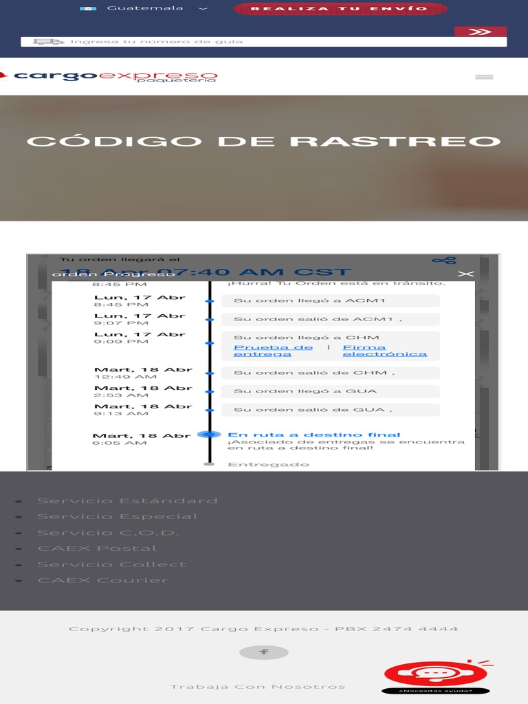 Tracking Cargo Expreso PDF