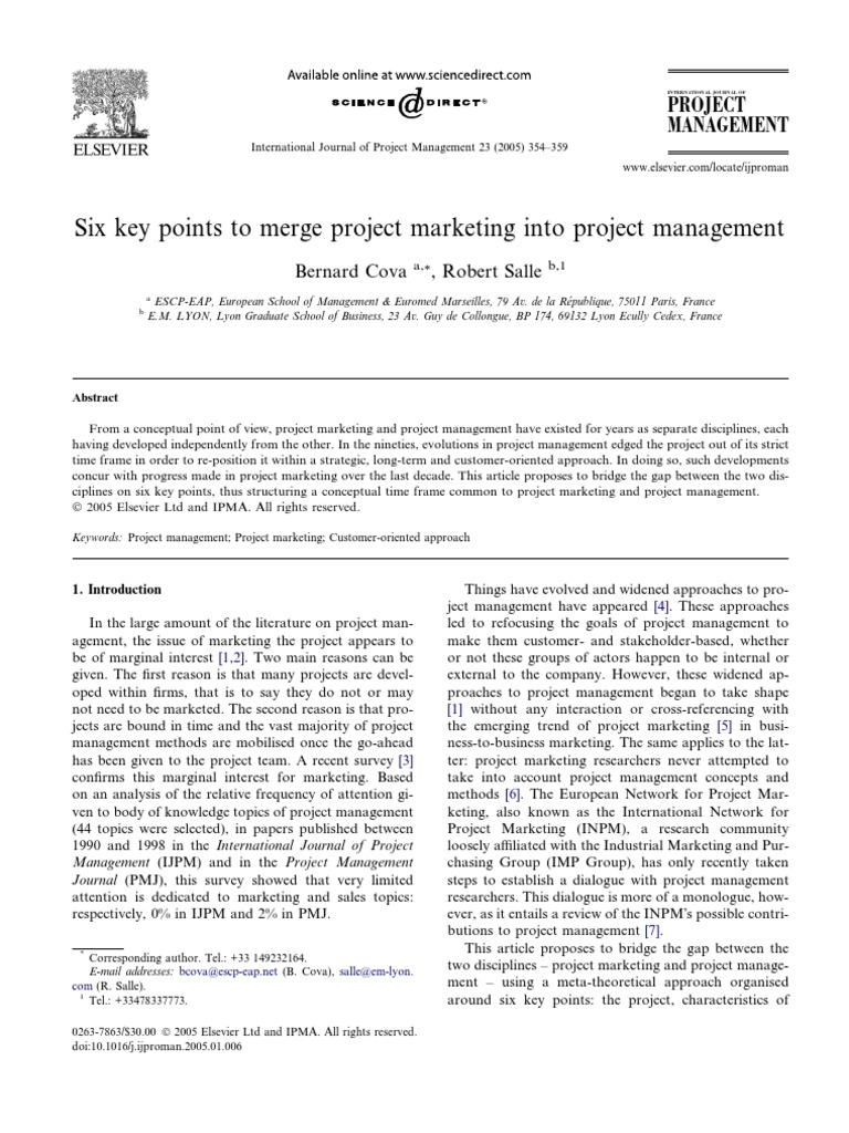 Six Key Points To Merge Project Marketing Into Project Management ...