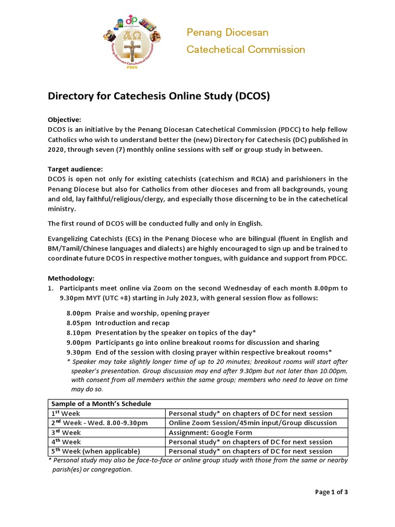 DCOS: Online Catechesis Study Program | PDF | Catechism