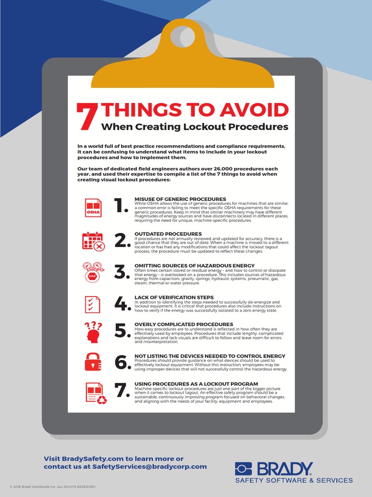 Brady Safety Lockout Procedures Infographic PDF