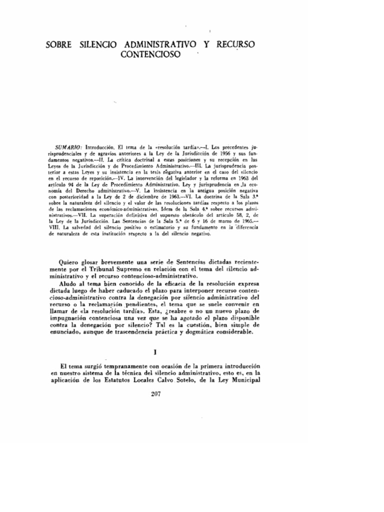 Garcia de enterria sobre silencio administrativo y recurso