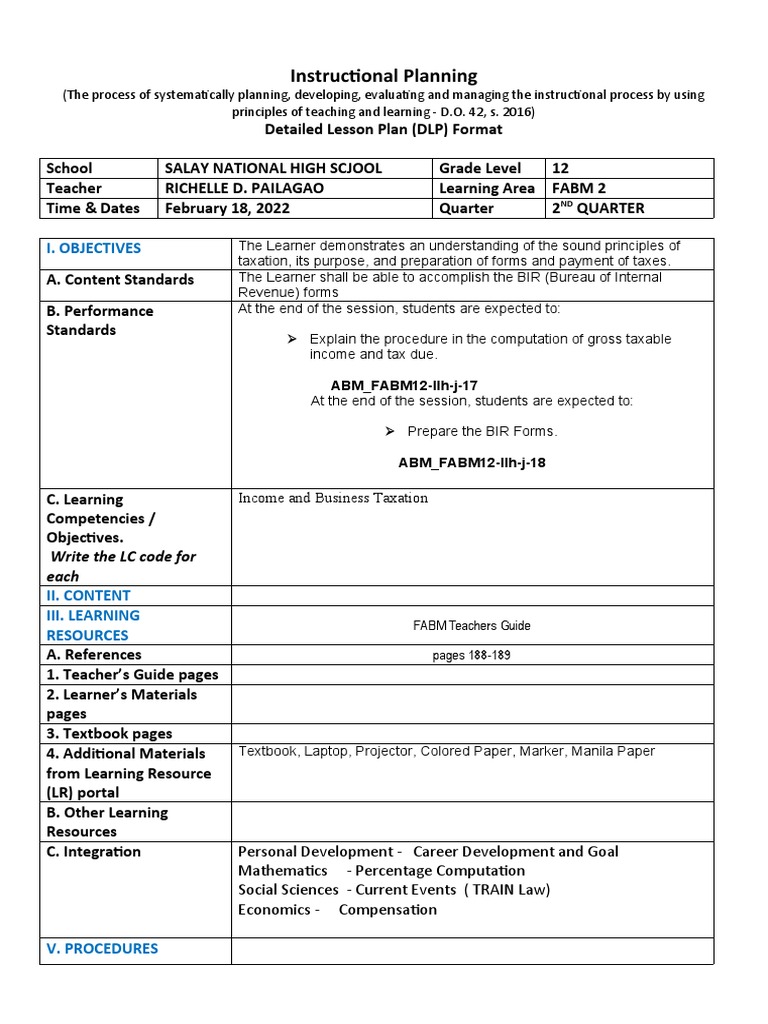 Lessonm Plan For COT PDF Learning Educational Assessment