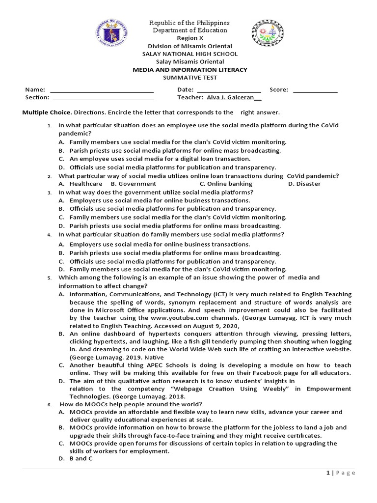 Summative Test Q4 Download Free Pdf Multimedia Massive Open