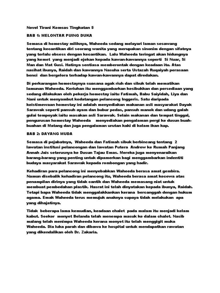 2023 Novel Tirani Komsas Tingkatan 5 | PDF