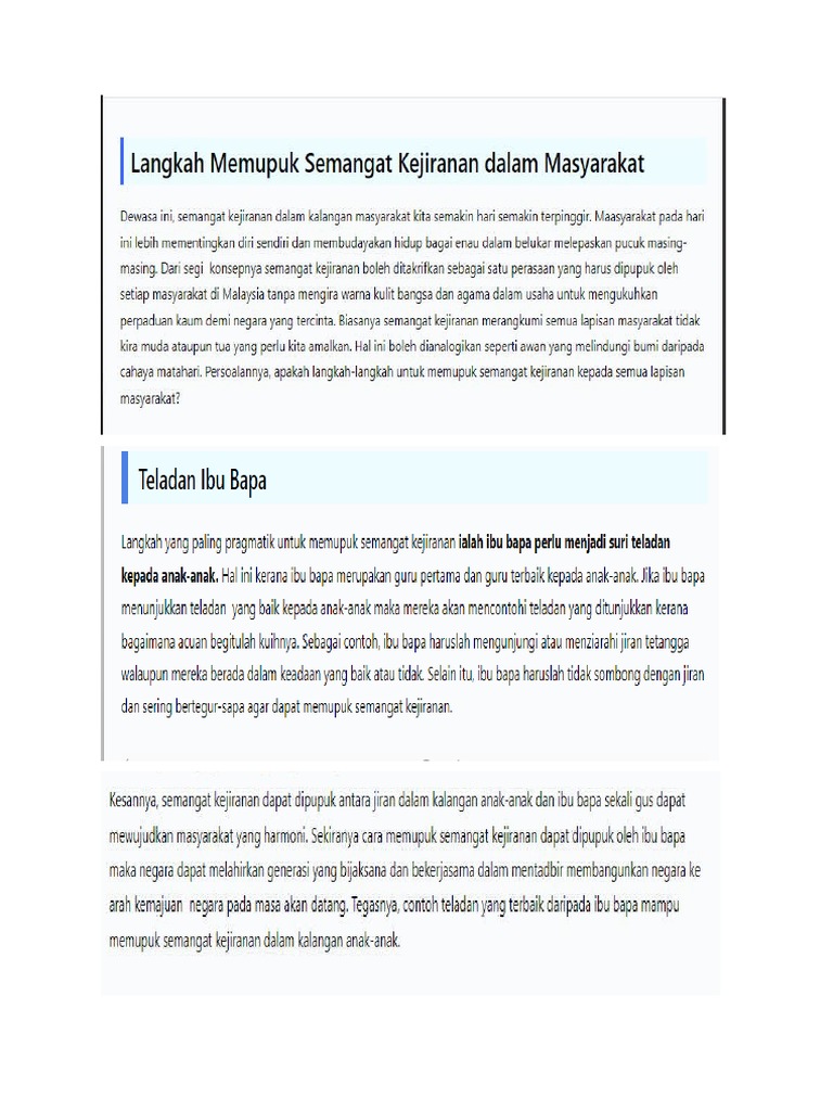 Contoh Karangan Kejiranan | PDF