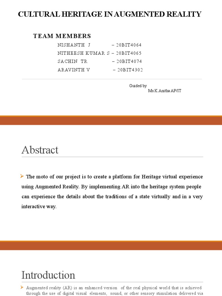 Augmented Reality for Cultural Heritage | PDF | Augmented Reality ...