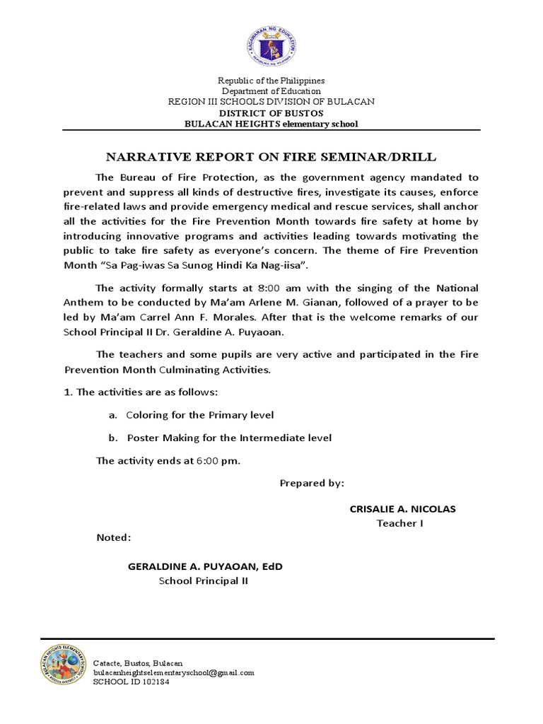 March 31narrative Report Fire Prevention Month Culminating Act. | PDF ...
