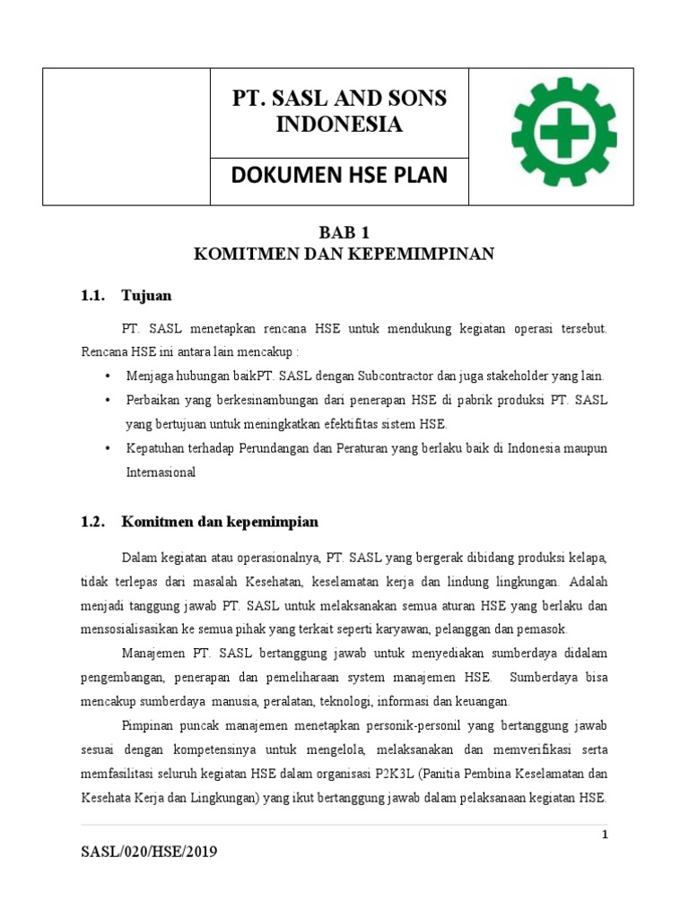 HSE PLan PT - SASL | PDF