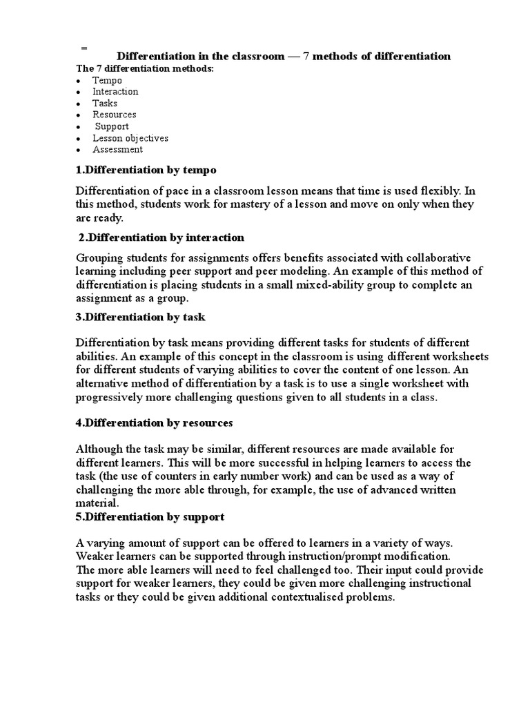 Types of differentiation pdf