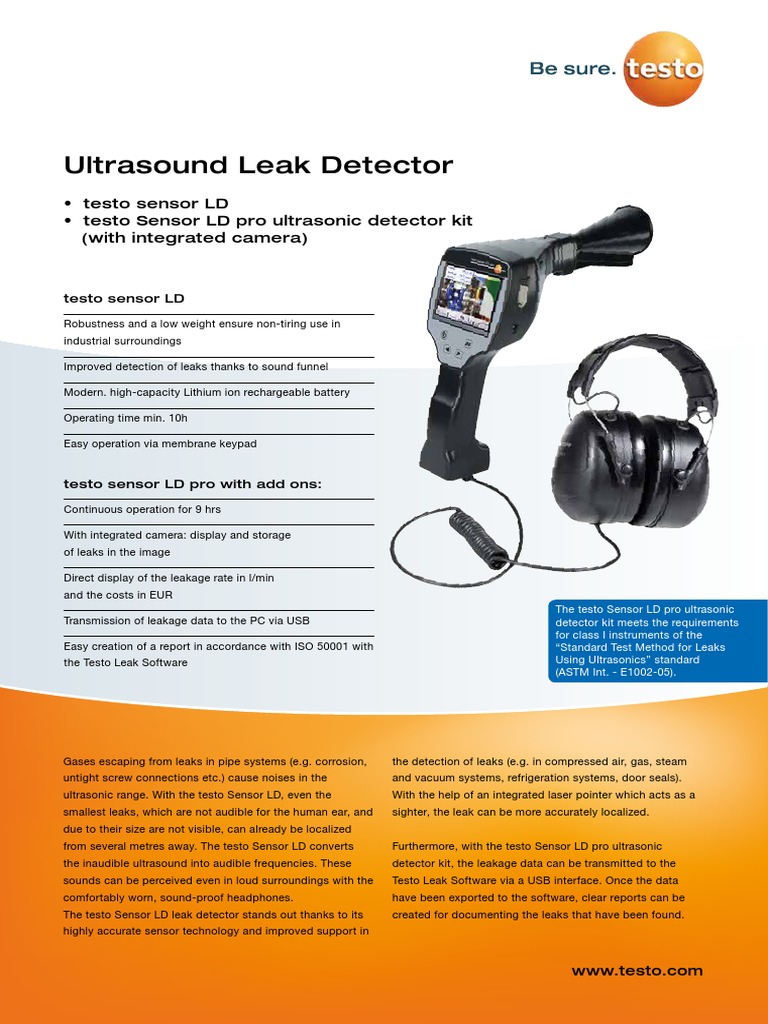 Testo Sensor LD Pro Ultrasonic Leak Detector | PDF | Technology ...