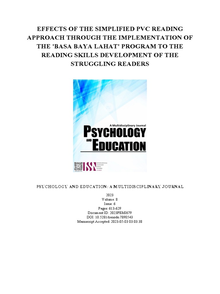 Effects of The Simplified PVC Reading Approach Through The