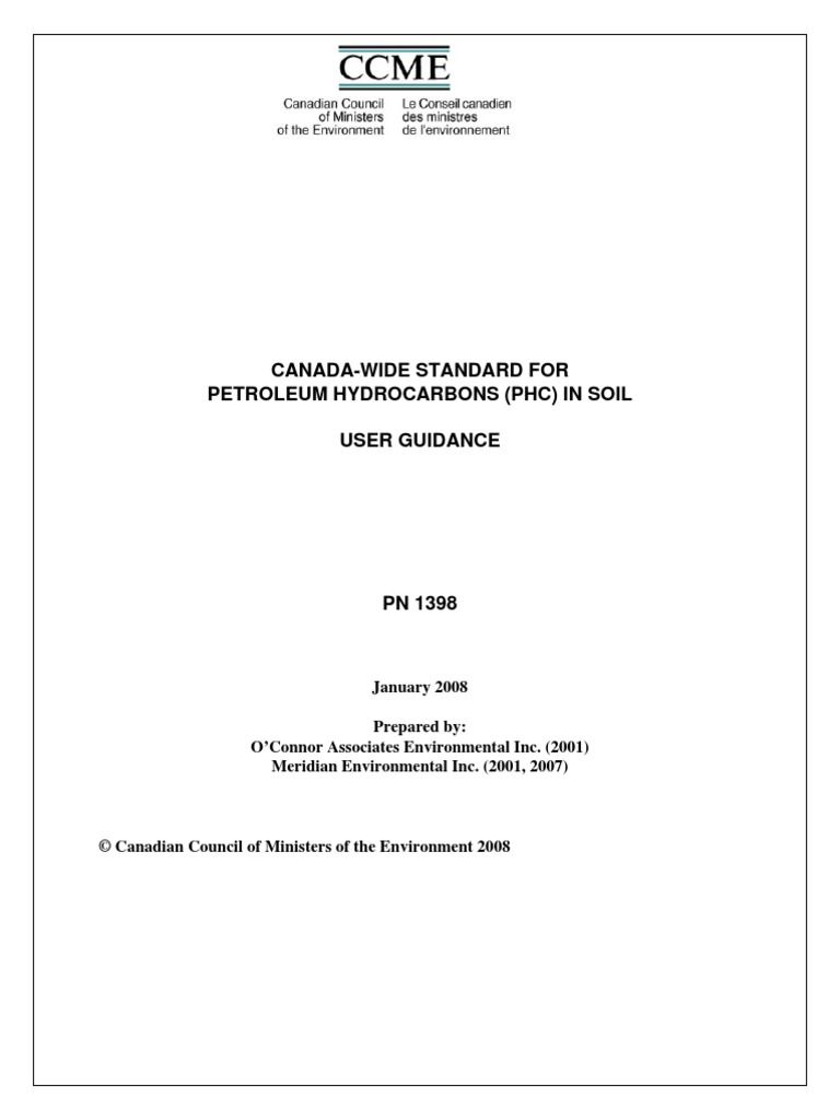CCME Guidelines for PHC in Soil | PDF | Petroleum | Risk