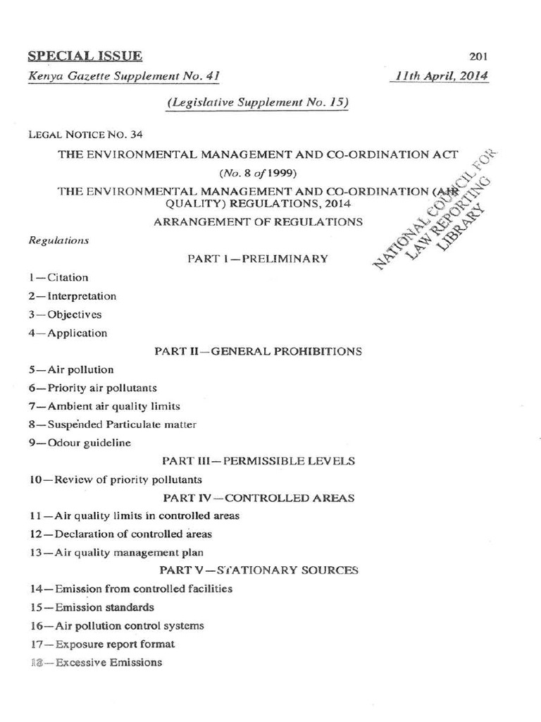 Kenya's Air Quality Emission Standards | PDF | Air Pollution | Particulates