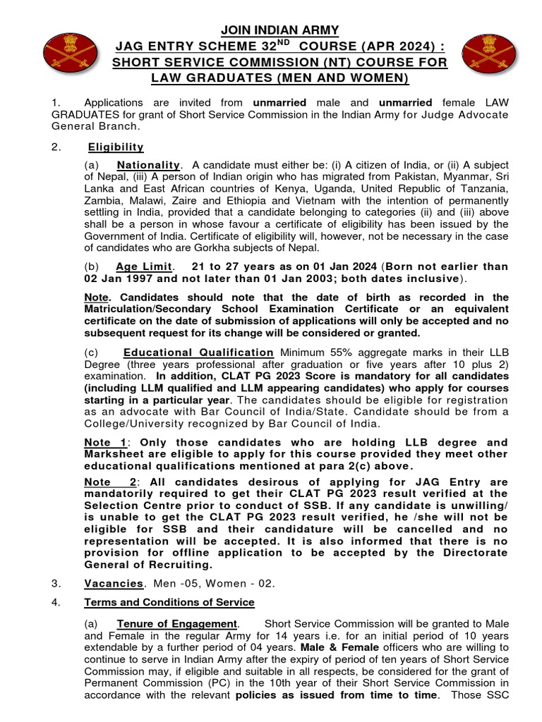 JAG Entry 2024: Eligibility & Details | PDF