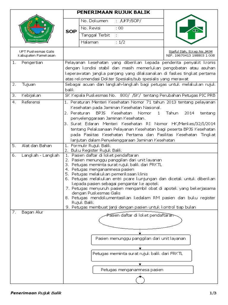 SOP Penerimaan Rujuk Balik Kesehatan | PDF | Sains & Matematika