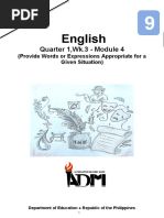 Eng9 Q1 Mod4 Wk3 Provide Words or Expressions Appropriate For A Given Situation Version3