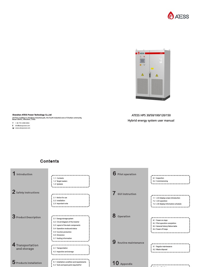 ATESS HPS 30/50/100/120/150 Manual | PDF | Power Supply | Power Inverter