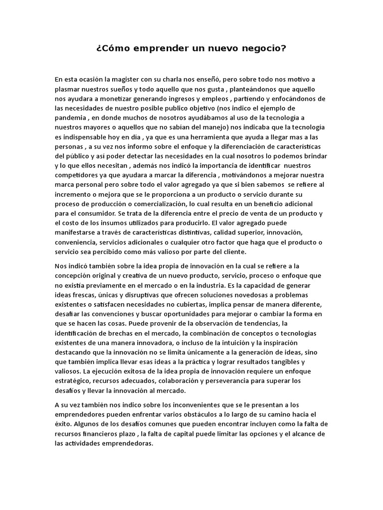 Guía para Emprender un Negocio Exitoso | PDF | Iniciativa empresarial ...