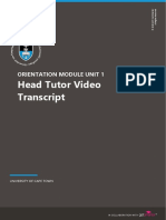 UCT PDI OMU1 Head Tutor Video Transcript