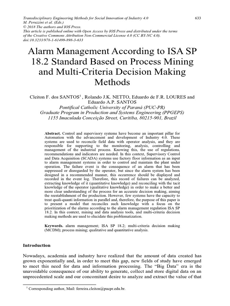 Alarm Management via ISA SP 18.2 Standards | PDF | Data | Qualitative ...