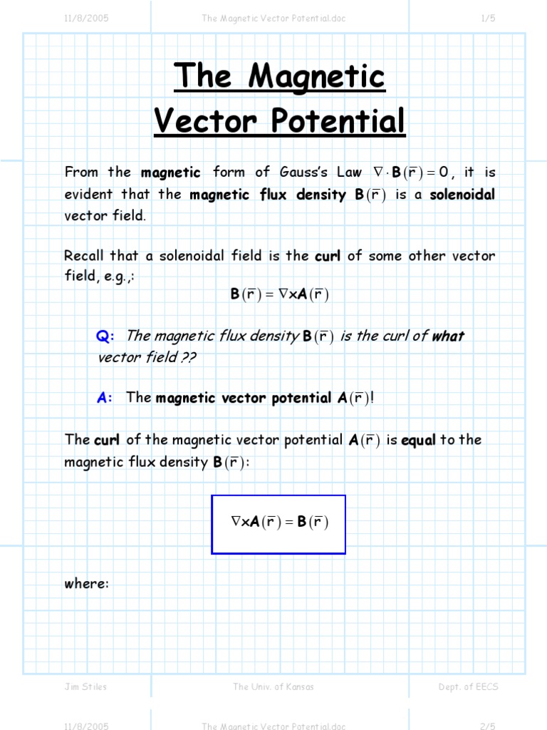 The Vector Potential PDF Field Flux