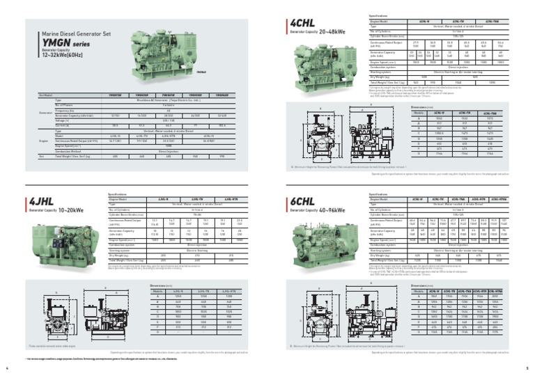 4CHL Diesel Generator Specifications | PDF | Diesel Engine | Engines