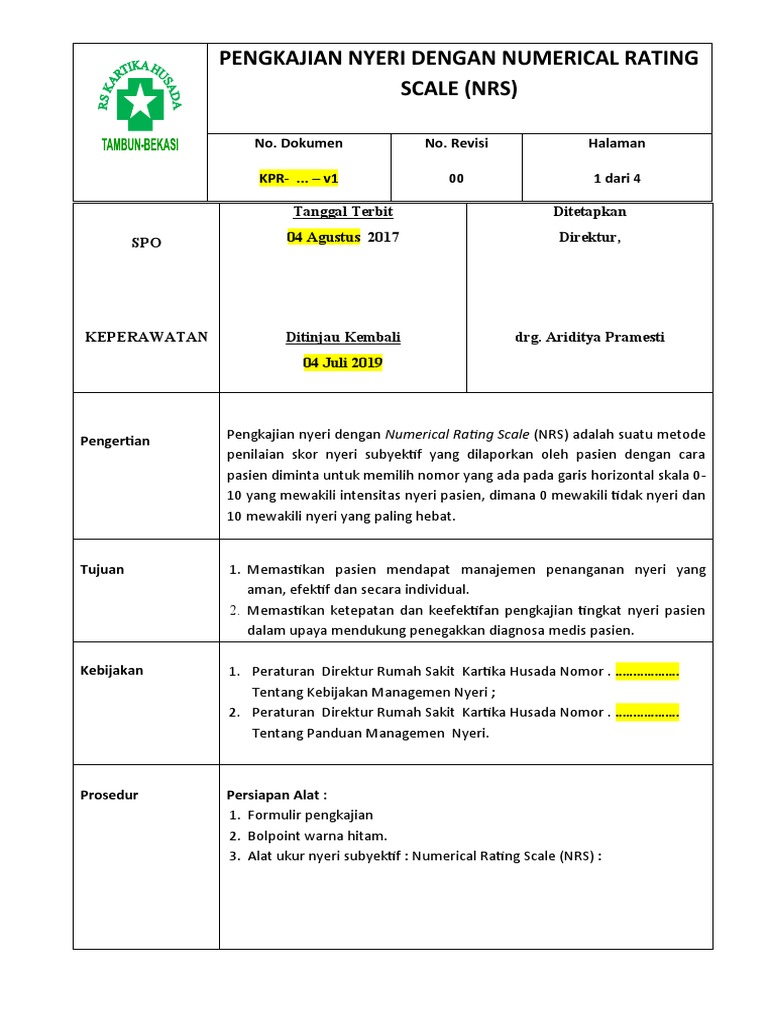Pengkajian Nyeri dengan NRS | PDF