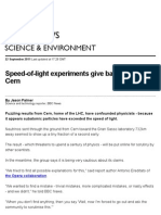 BBC News Speed-Of-Light Experiments Give Baffling Result at Cern Jason Palmer