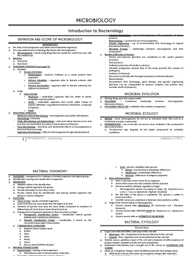 Microbiology Notes | PDF | Bacteria | Infection